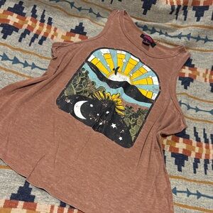 Boho Graphic Tank Top in Brown